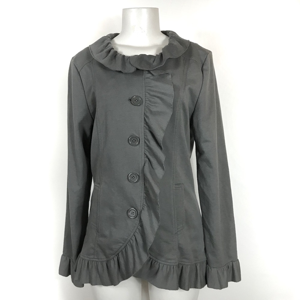 Kut from the Kloth Jacket Ruffle L Coat Asymmetrical Whimsygoth Grunge Y2K Goth